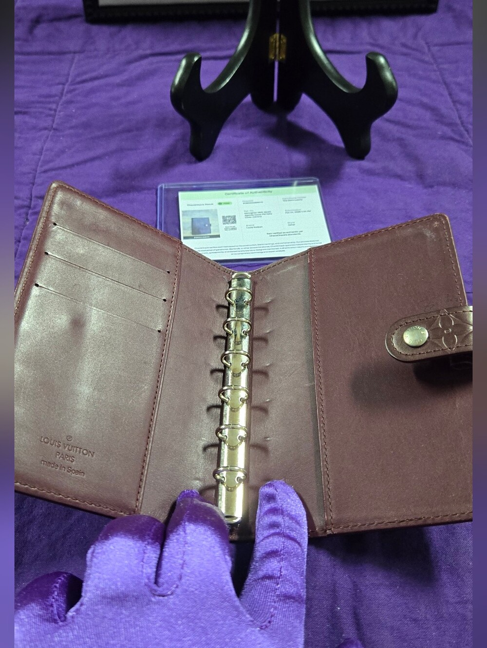 Vintage Louis Vuitton Matte Vernis Burgandy Monogram Agenda PM with COA - Picture 9 of 14